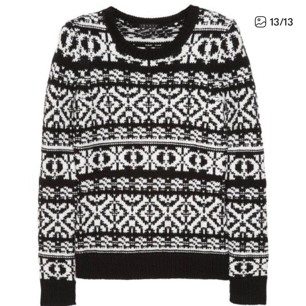 Theory Womens Black White 100% Soft Wool Sweater Size Small/P